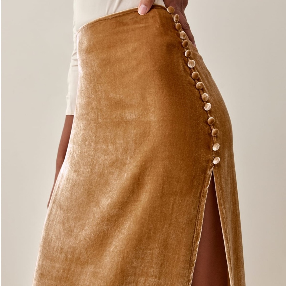 Reformation Gold Midi Skirt - Picture 2 of 6